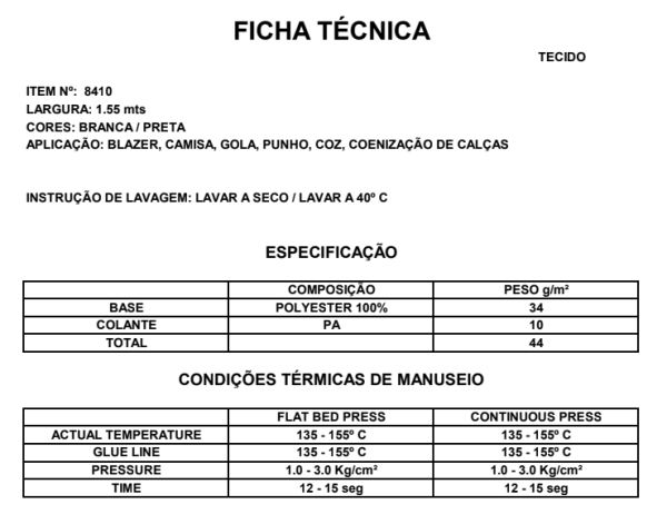Entretela Termocolante de Tecido - 8410