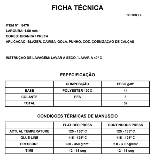Entretela Termocolante de Tecido - 8470